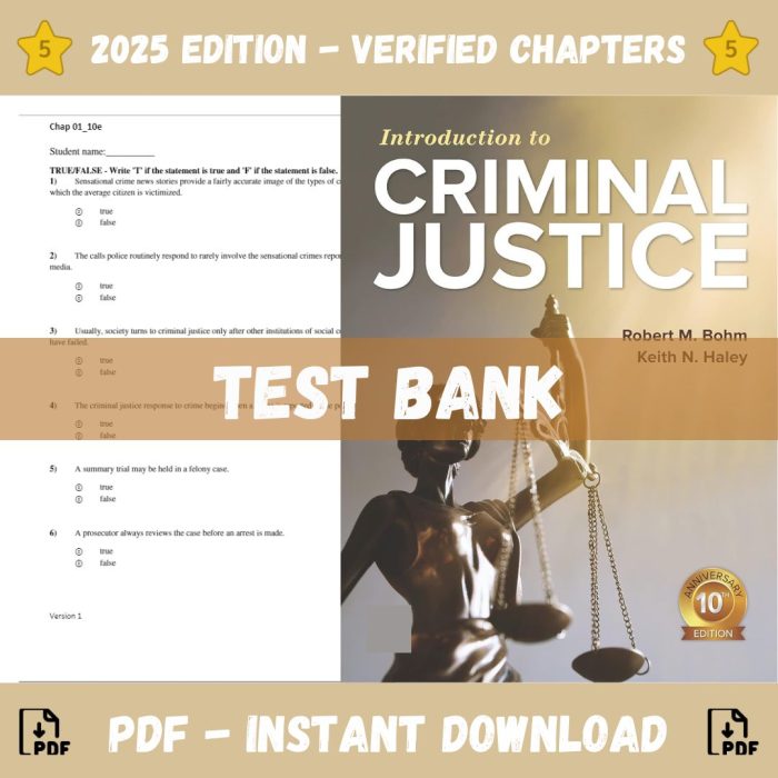 Test Bank – Introduction to Criminal Justice 10th Edition (Bohm, 2020)-Pass Test Bank