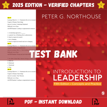Test Bank – Introduction to Leadership: Concepts and Practice, 5th Edition ( Peter, 2020)-Pass Test Bank