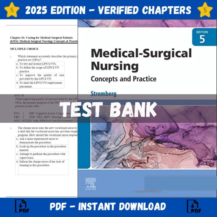Test Bank – Medical Surgical Nursing, 5th Edition (Holly K. Stromberg, 2024)-Pass Test Bank