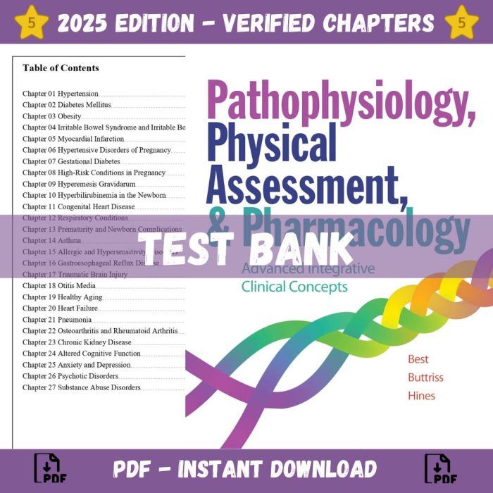 Test Bank – Pathophysiology, Physical Assessment, and Pharmacology, 1st Edition (Best, 2022)-Pass Test Bank