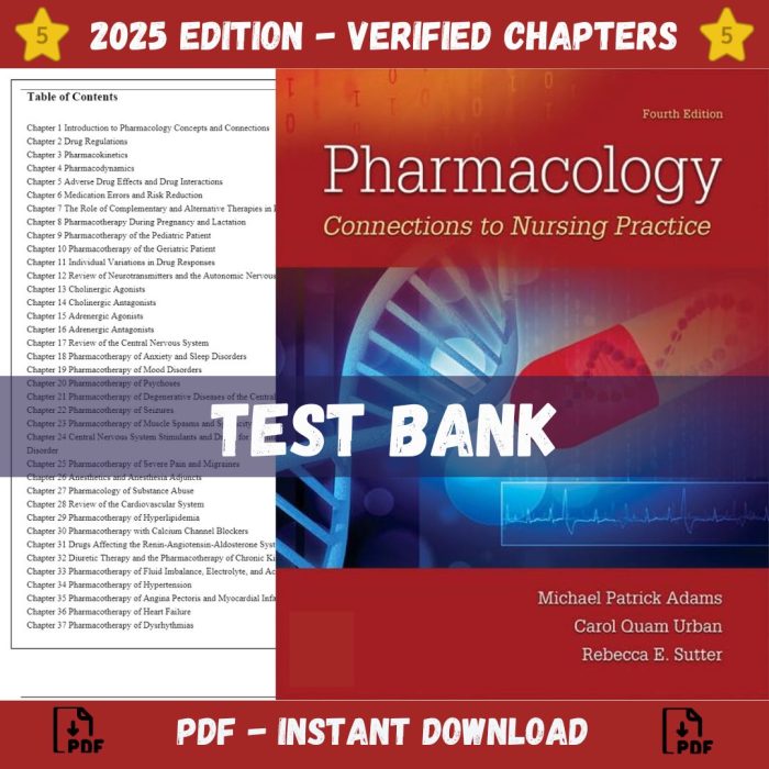 Test Bank – Pharmacology-Connections to Nursing Practice, 4th Edition (Adams, 2019)-Pass Test Bank