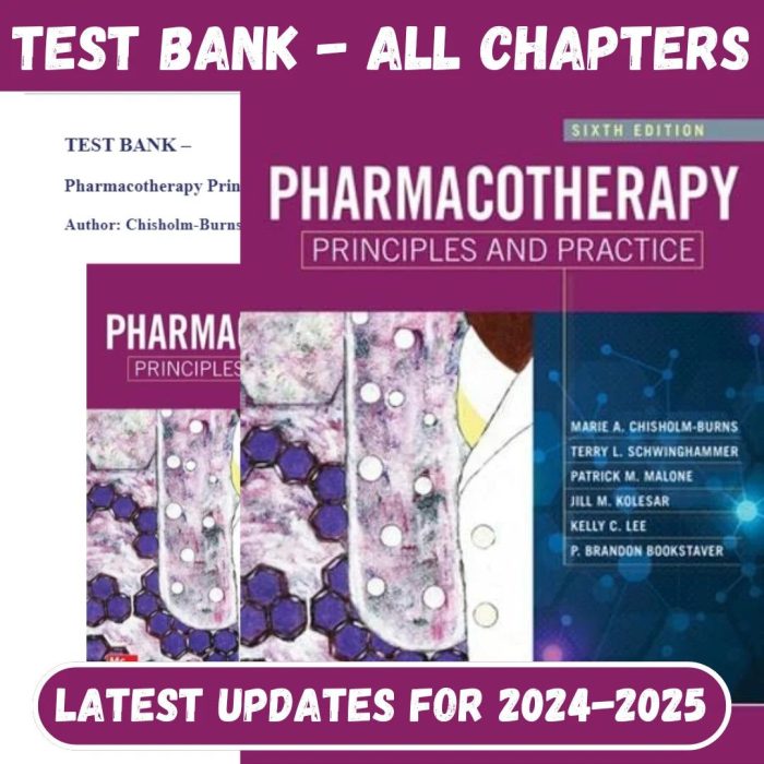 Test Bank Pharmacotherapy Principles and Practice, Sixth Edition by Marie A. Chisholm-Burns-Pass Test Bank