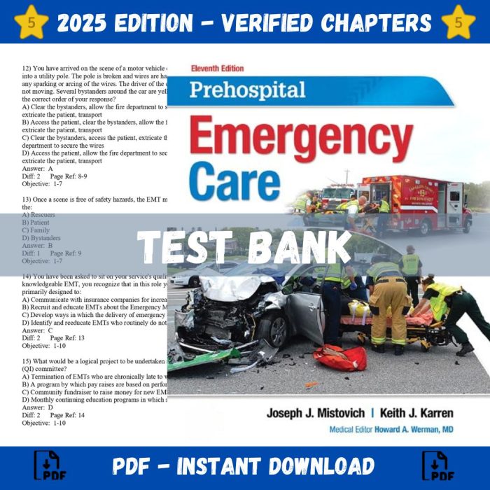 Test Bank – Prehospital Emergency Care, 11th Edition (Mistovich, 2018)-Pass Test Bank