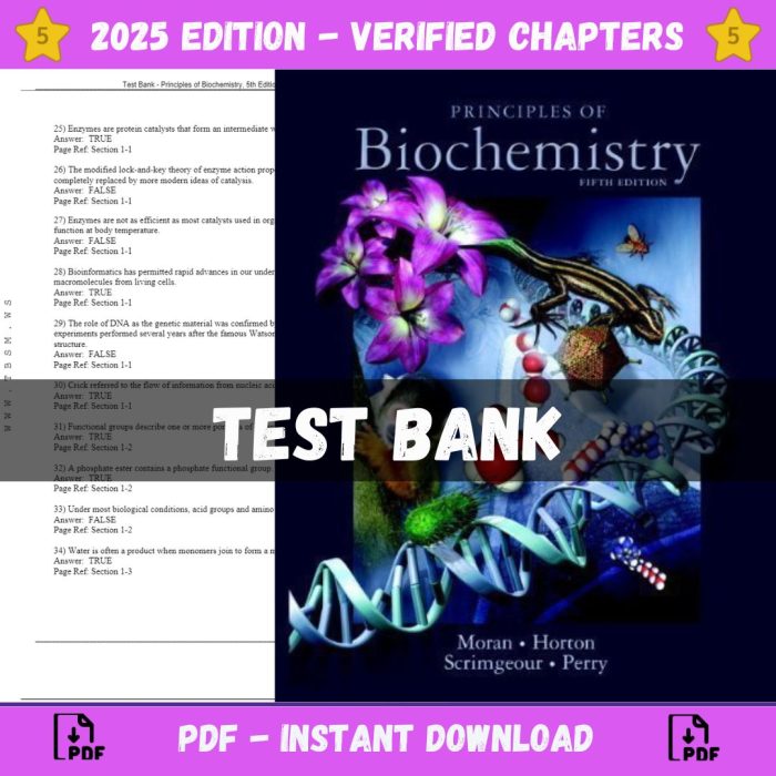 Test Bank – Principles of Biochemistry, 5th Edition (Moran, 2012)-Pass Test Bank
