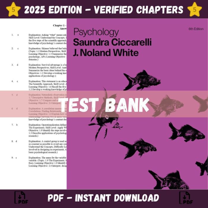 Test Bank – Psychology 6th Edition(Ciccarelli, 2017)-Pass Test Bank