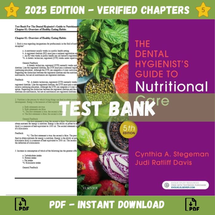 Test Bank – The Dental Hygienist’s Guide To Nutritional Care, 5th Edition (Cynthia ,2018)-Pass Test Bank