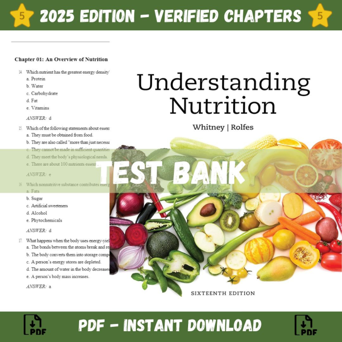 Test Bank – Understanding Nutrition 16th Edition (Whitney, 2022)-Pass Test Bank