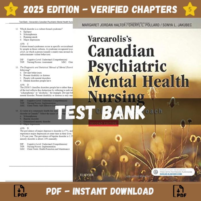 Test Bank – Varcarolis Canadian Psychiatric Mental Health Nursing, 2nd Edition (Halter, 2019)-Pass Test Bank