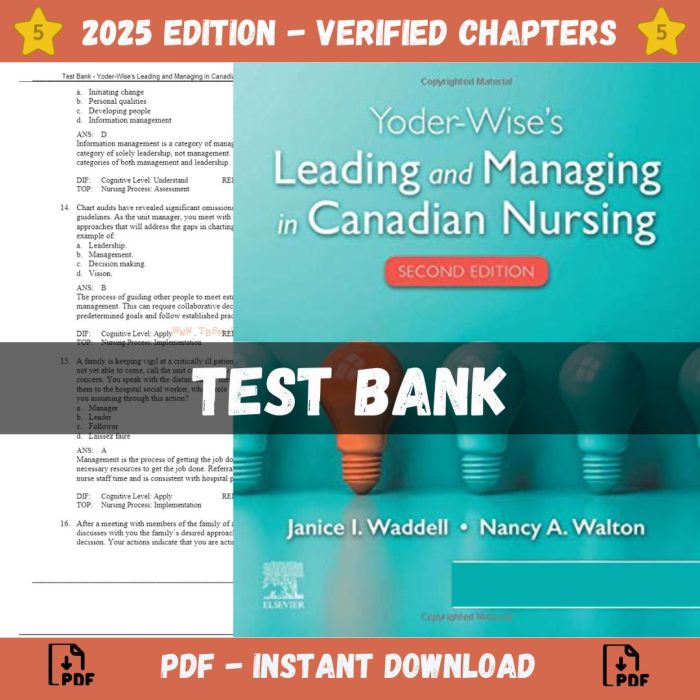 Test Bank – Yoder-Wise’s Leading and Managing in Canadian Nursing, 2nd Edition (Waddell, 2020)-Pass Test Bank