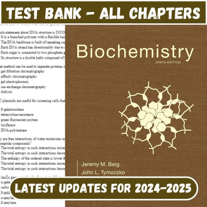 Test Bank and solution manual for Biochemistry 9th Edition by Stryer Lubert-Pass Test Bank