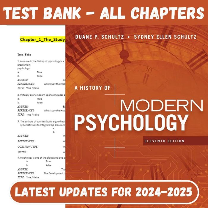 Test Bank for A History Of Modern Psychology 11th Edition by Duane P. Schultz-Pass Test Bank