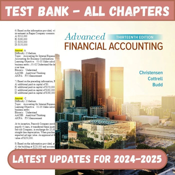 Test Bank for Advanced Financial Accounting 13th Edition by Christensen-Pass Test Bank