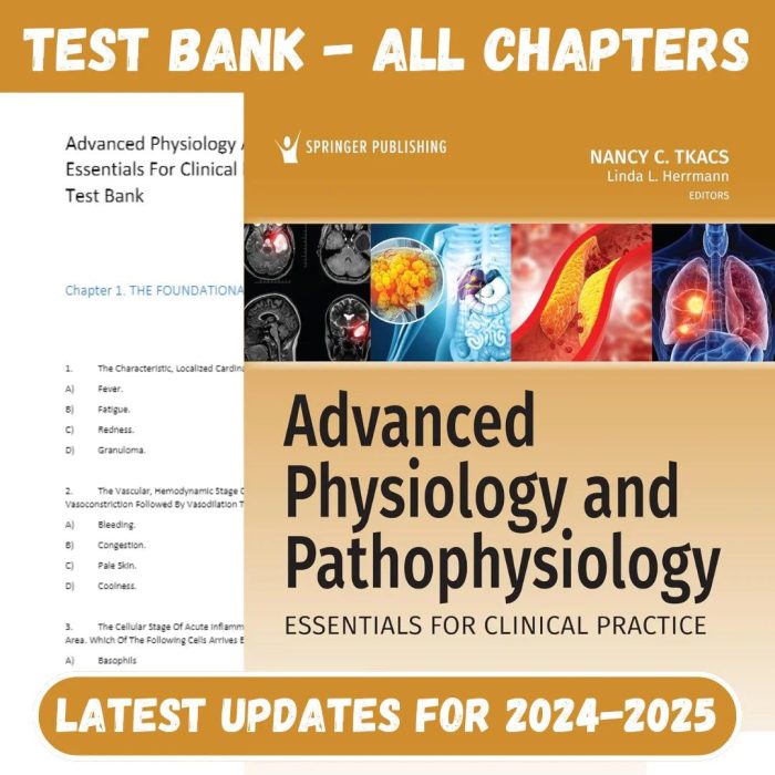 Test Bank for Advanced Physiology and Pathophysiology 2nd Edition by Tkacs, Nancy-Pass Test Bank