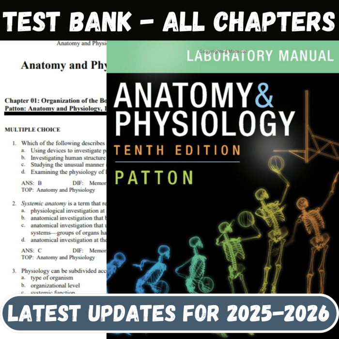 Test Bank for Anatomy and Physiology, 10th Edition by Patton-Pass Test Bank