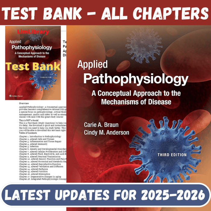 Test Bank for Applied Pathophysiology-A Conceptual Approach, 3rd Edition by Braun-Pass Test Bank