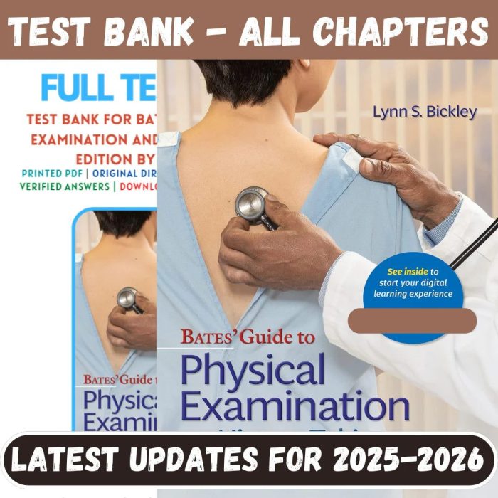 Test Bank for Bates Guide To Physical Examination and History Taking 13th Edition by Bickley-Pass Test Bank