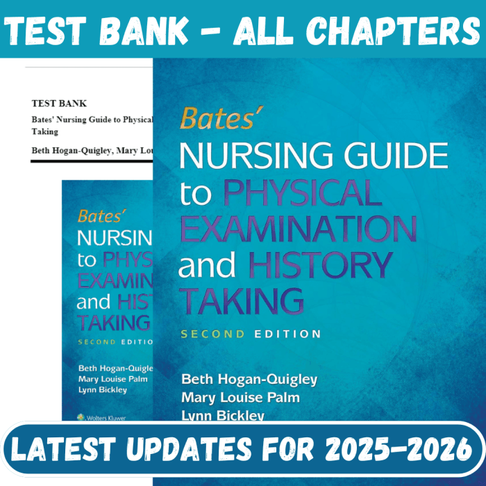 Test Bank for Bates Nursing Guide to Physical Examination and History Taking, 2nd Edition by Hogan-Quigley-Pass Test Bank