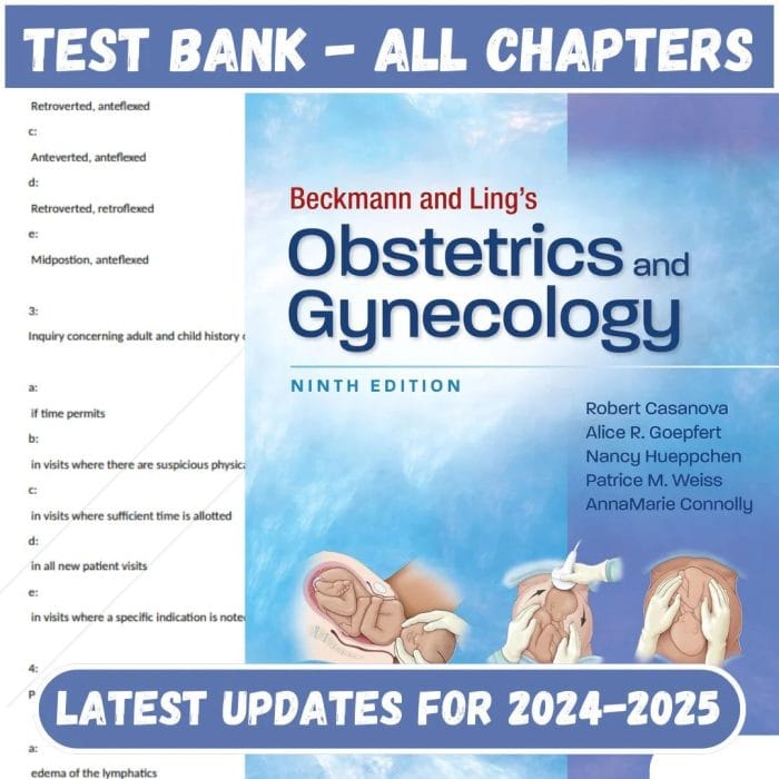 Test Bank for Beckmann and Ling’s Obstetrics and Gynecology 9th Edition by Robert Casanova-Pass Test Bank