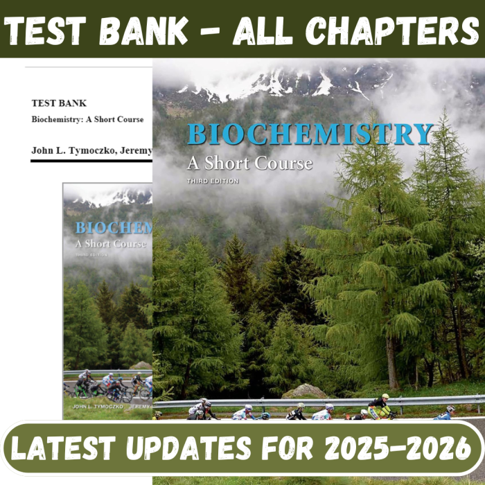 Test Bank for Biochemistry, A Short Course, 3rd Edition by Tymoczko-Pass Test Bank