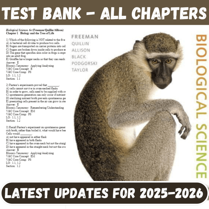 Test Bank for Biological Science, 6th Edition by Freeman-Pass Test Bank