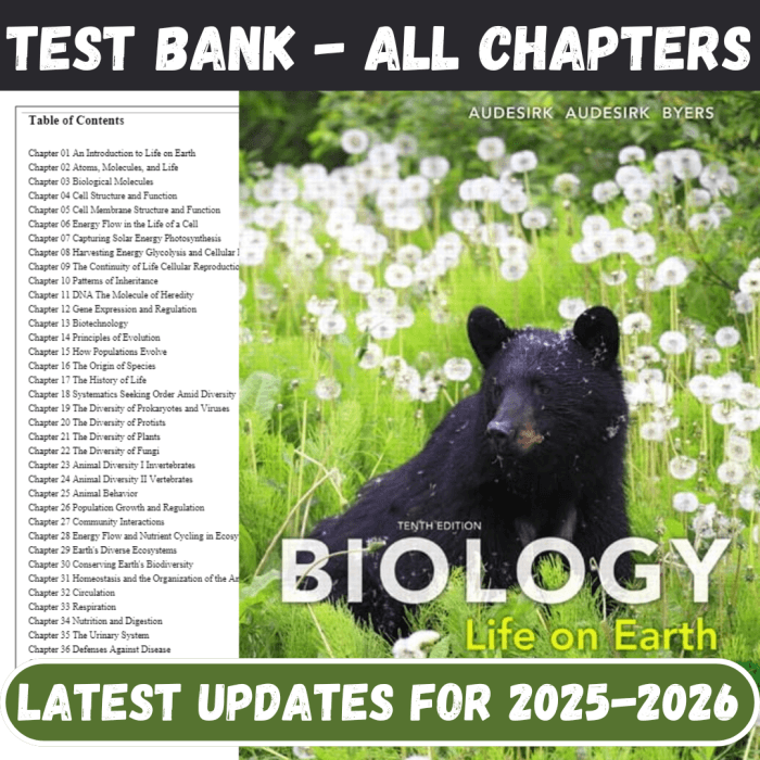 Test Bank for Biology Life on Earth with Physiology, 10th Edition by Audesirk-Pass Test Bank