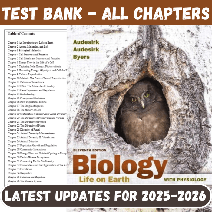 Test Bank for Biology Life on Earth with Physiology, 11th Edition by Audesirk-Pass Test Bank