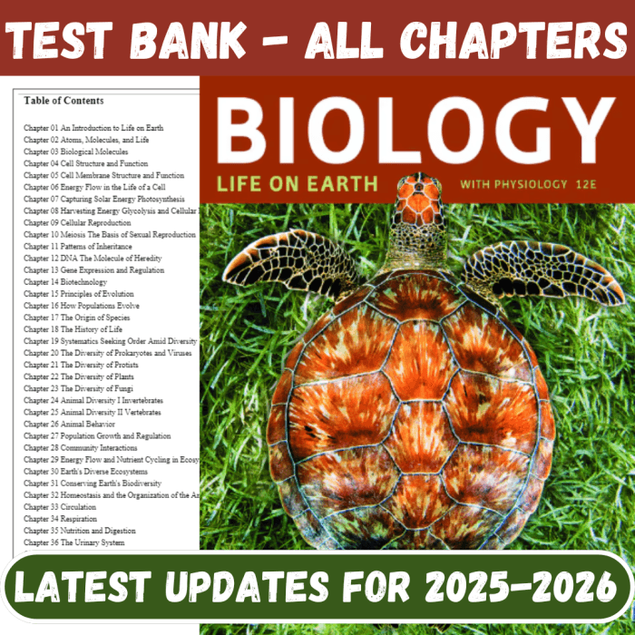 Test Bank for Biology Life on Earth with Physiology, 12th Edition by Audesirk-Pass Test Bank