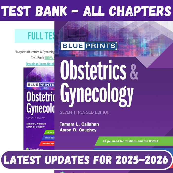 Test Bank for Blueprints Obstetrics & Gynecology 7th Edition by Callahan-Pass Test Bank
