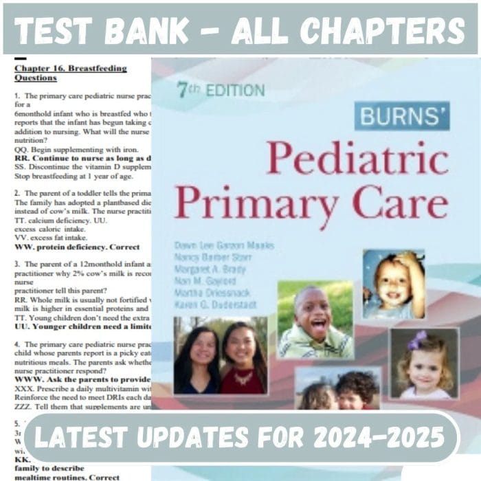 Test Bank for Burns Pediatric Primary Care 7th Edition by Dawn Lee Garzon Maaks-Pass Test Bank