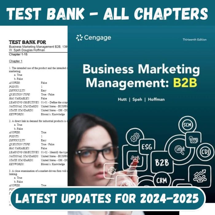 Test Bank for Business Marketing Management B2B, 13th Edition by Hutt-Pass Test Bank