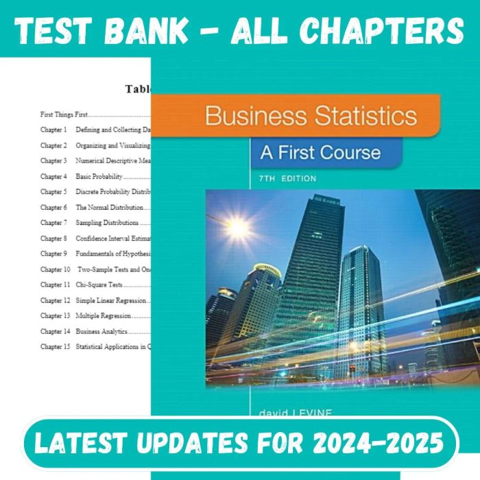 Test Bank for Business Statistics A First Course 8th Edition by Levine-Pass Test Bank