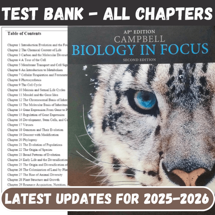 Test Bank for Campbell Biology in Focus, 2nd AP® Edition by Urry-Pass Test Bank
