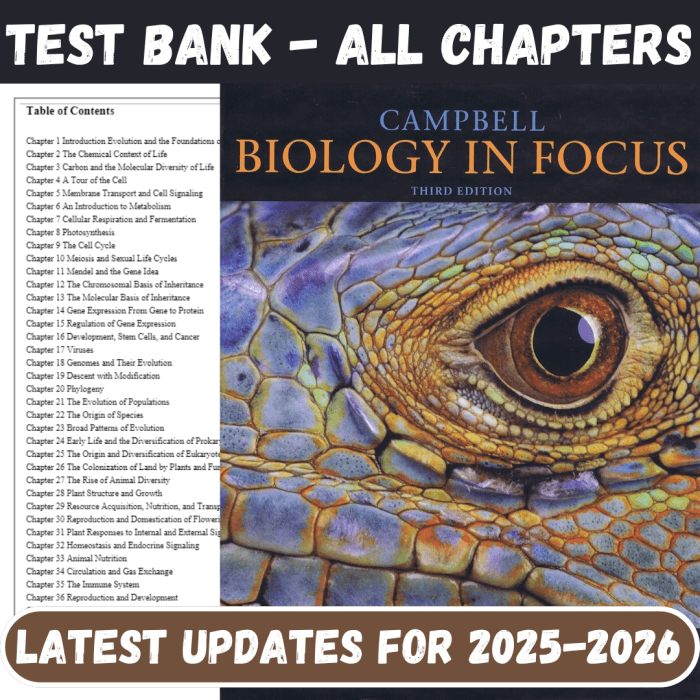 Test Bank for Campbell Biology in Focus, 3rd Edition by Urry-Pass Test Bank