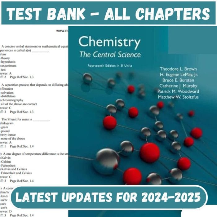 Test Bank for Chemistry: The Central Science, 14th Edition by Theodore L. Brown-Pass Test Bank
