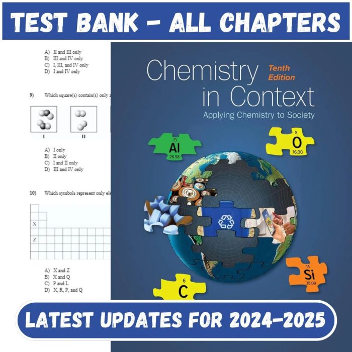 Test Bank for Chemistry in Context 10th Edition by American Chemical Society-Pass Test Bank