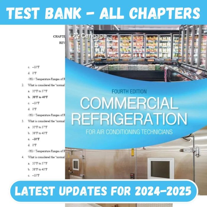 Test Bank for Commercial Refrigeration for Air Conditioning Technicians 4th Edition by Wirz-Pass Test Bank