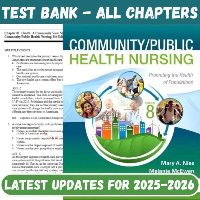 Test Bank for Community Public Health Nursing 8th Edition by McEwen-Pass Test Bank