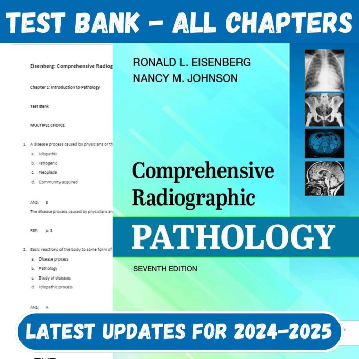 Test Bank for Comprehensive Radiographic Pathology, 7th Edition by Ronald L. Eisenberg-Pass Test Bank