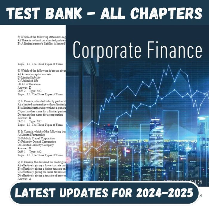 Test Bank for Corporate Finance, Canadian Edition, 5th Edition by Berk-Pass Test Bank