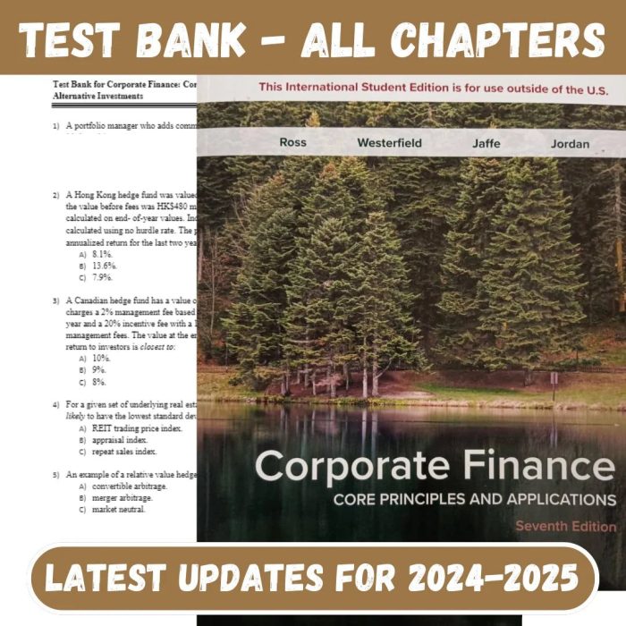 Test Bank for Corporate Finance Core Principles and Applications 7th Edition by Ross-Pass Test Bank