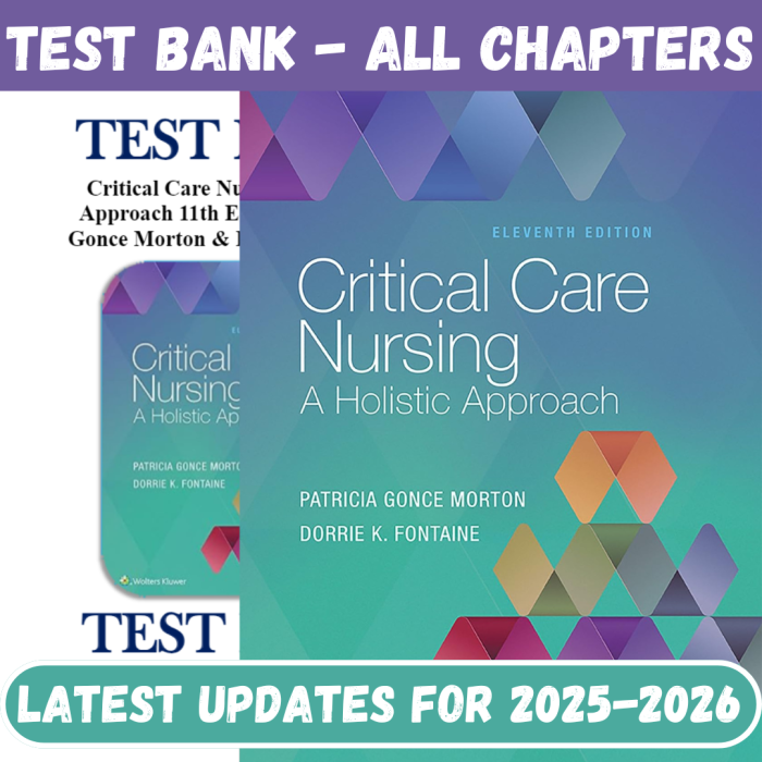 Test Bank for Critical Care Nursing: A Holistic Approach 11th Edition by Morton Fontaine-Pass Test Bank