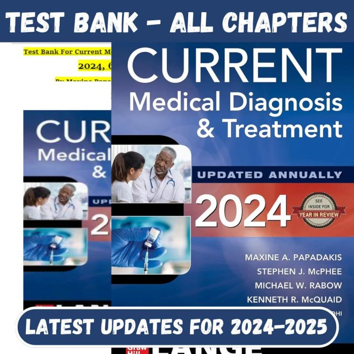Test Bank for Current Medical Diagnosis And Treatment 2024, 63rd Edition by Maxine Papadakis, Stephen Mcphee-Pass Test Bank