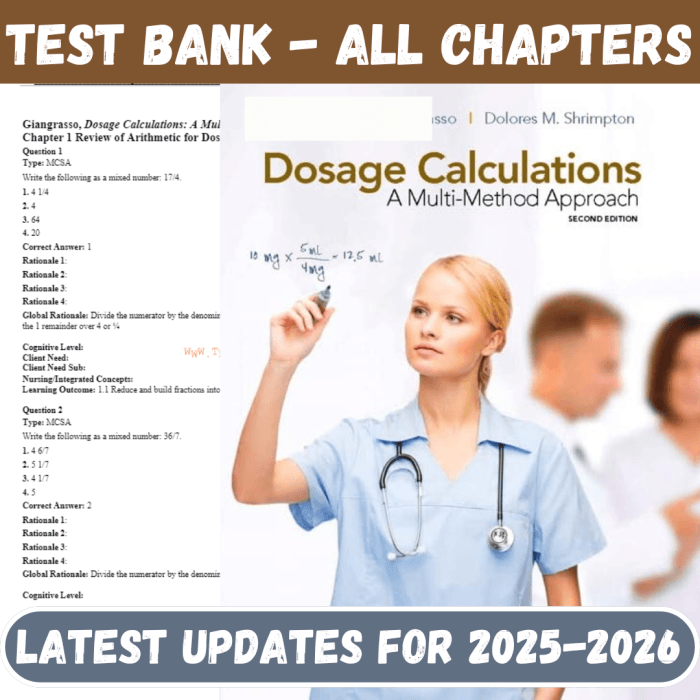 Test Bank for Dosage Calculations A Multi-Method Approach, 2nd Edition by Giangrasso-Pass Test Bank
