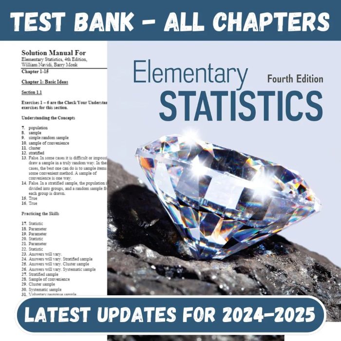 Test Bank for Elementary Statistics 4th Edition by Navidi-Pass Test Bank