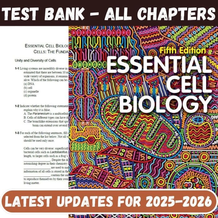 Test Bank for Essential Cell Biology 5th Edition by Alberts Hopkin-Pass Test Bank