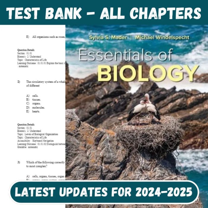 Test Bank for Essentials of Biology, 6th Edition, by Sylvia Mader, Michael Windelspecht-Pass Test Bank