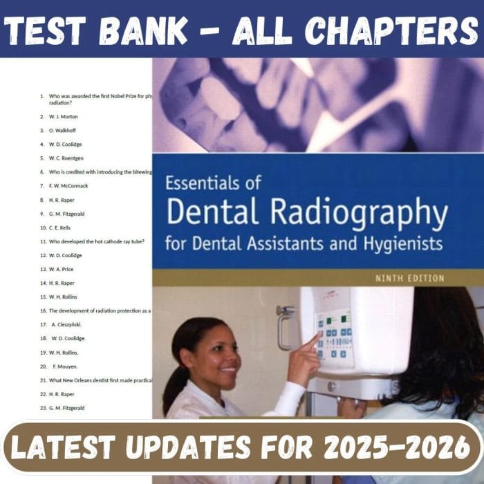 Test Bank for Essentials of Dental Radiography 9th Edition Evelyn by Thomson-Pass Test Bank