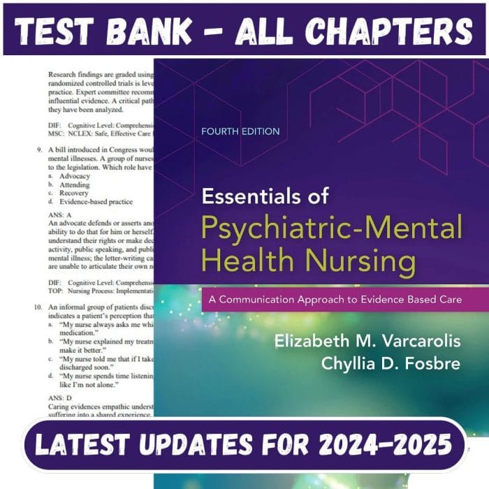 Test Bank for Essentials of Psychiatric Mental Health Nursing 4th Edition by Varcarolis-Pass Test Bank