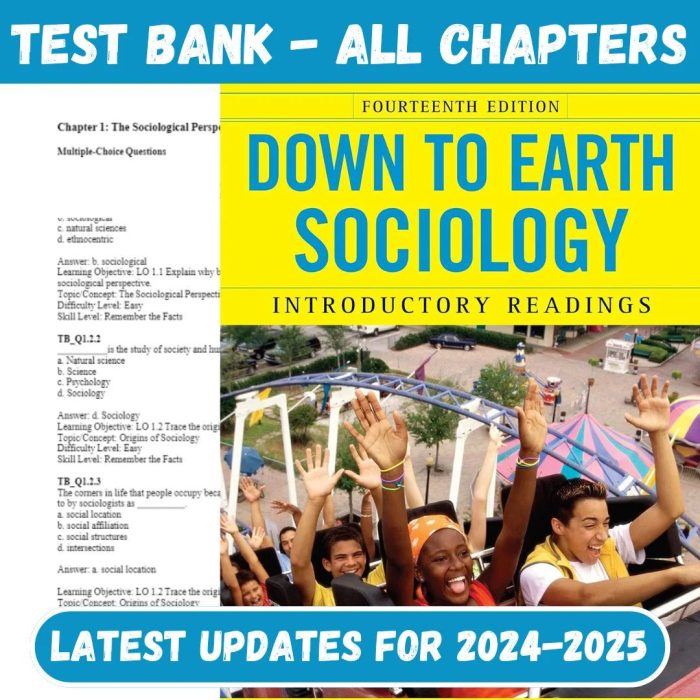 Test Bank for Essentials of Sociology A Down to Earth Approach, 14th Edition by Jim M. Henslin-Pass Test Bank