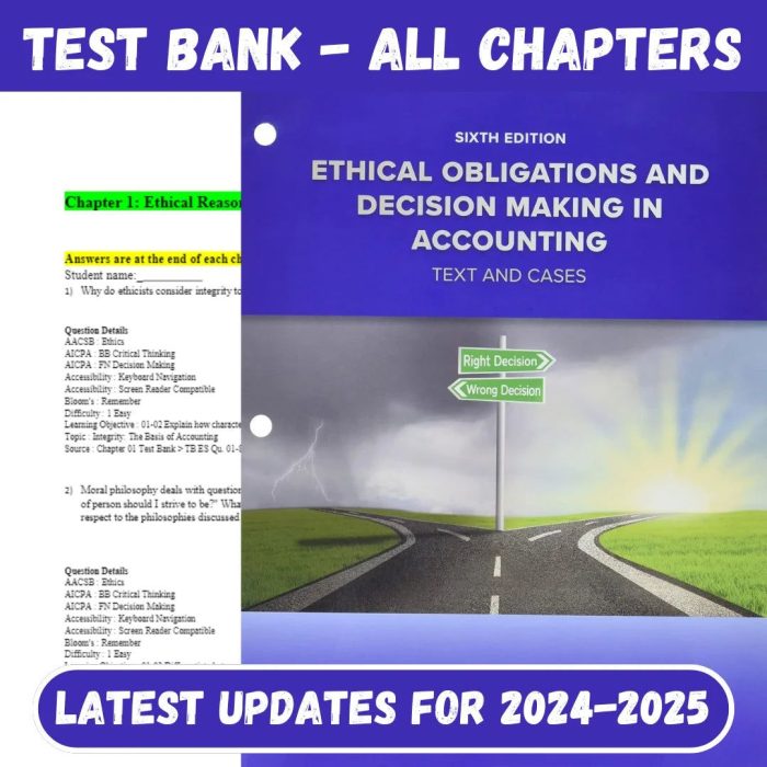 Test Bank for Ethical Obligations and Decision Making in Accounting Text and Cases 6th Edition by Mintz-Pass Test Bank